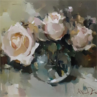 розы, живопись, маленький букет, нежность, натюрморт, импрессионизм