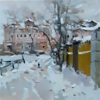 декабрь, снег, Нижний Новгород, старый особняк, живопись, продажа живописи, городской пейзаж