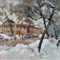 Зима на Ильинке, картина маслом, Нижний Новгород