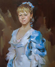 Портрет девушки в голубом платье