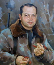 Портрет охотника маслом на холсте