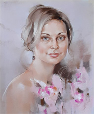 Портрет девушки с орхидеями